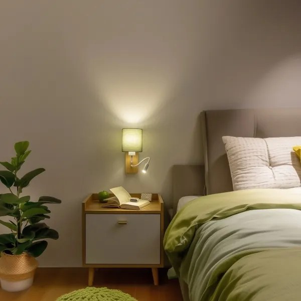 Brilagi - LED Fali lámpa NUBILA WOOD 1xE27/25W/230V + LED/3W tölgy/zöld