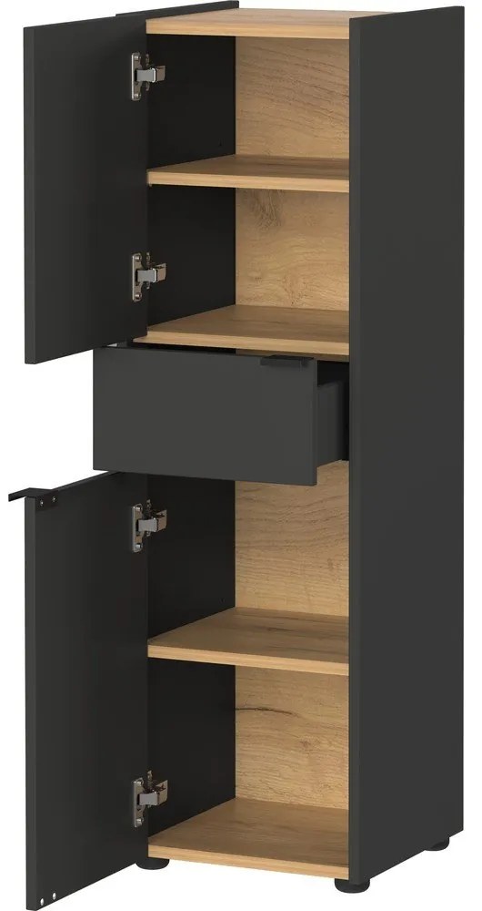 Antracitszürke magas fürdőszoba szekrény 34x111 cm Forano – Germania