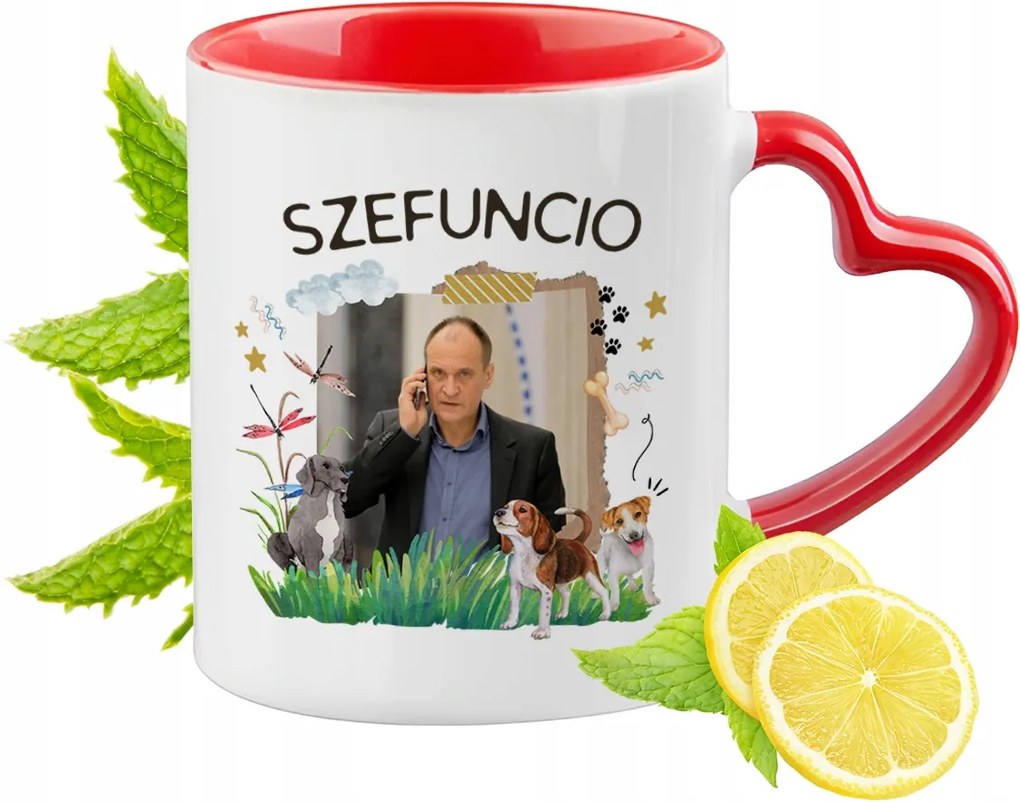 Kukiz Piros bögre szív alakú füllel Ajándék