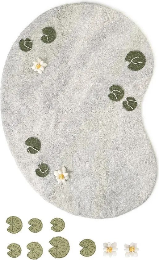 Világosszürke pamut gyerek játszószőnyeg 130x170 cm Swan Lake – Lorena Canals