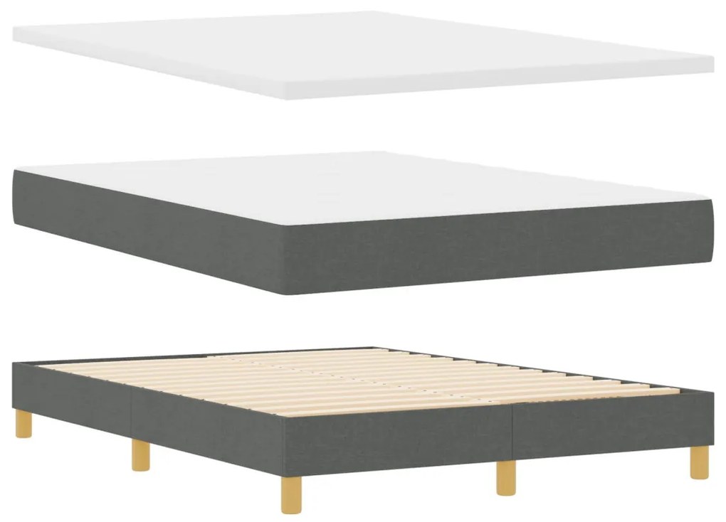 vidaXL Boxspring Ágy Matraccal és LED-del Sötét Szürke 140x200 cm Szövet