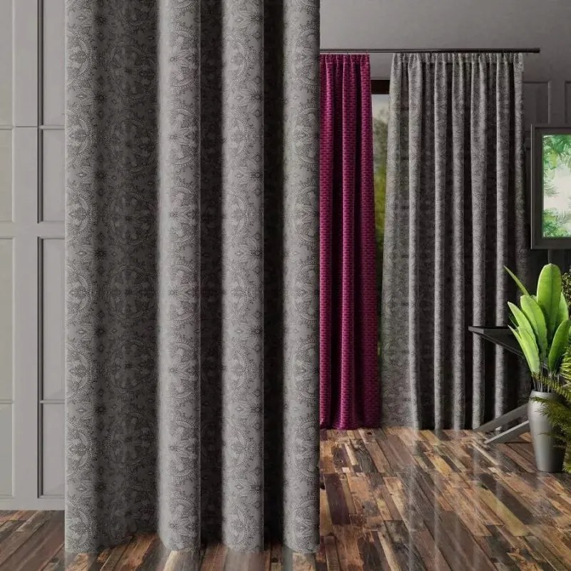 Ezüst szalagra varrt két függöny szett (180x270)x2 cm