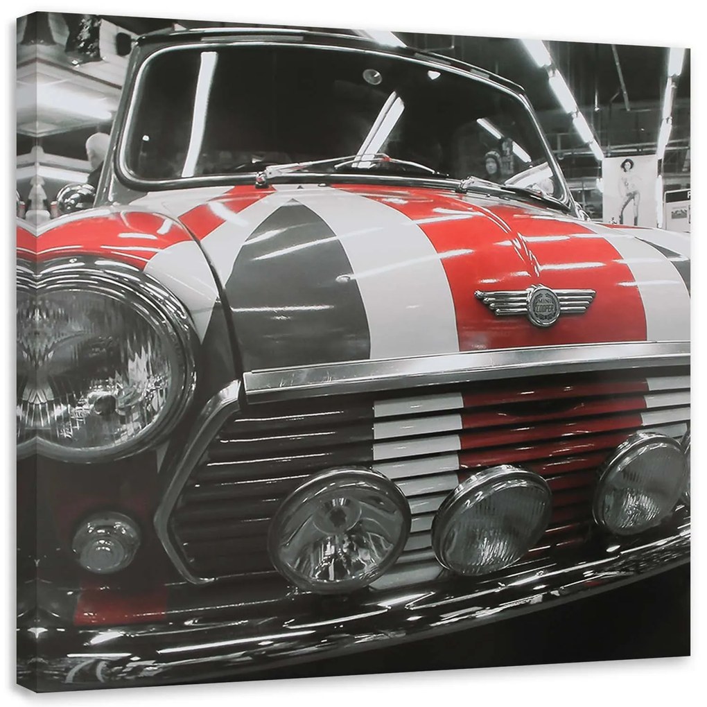 Gario Vászonkép Régi autó uk zászlóval Méret: 60 x 60 cm
