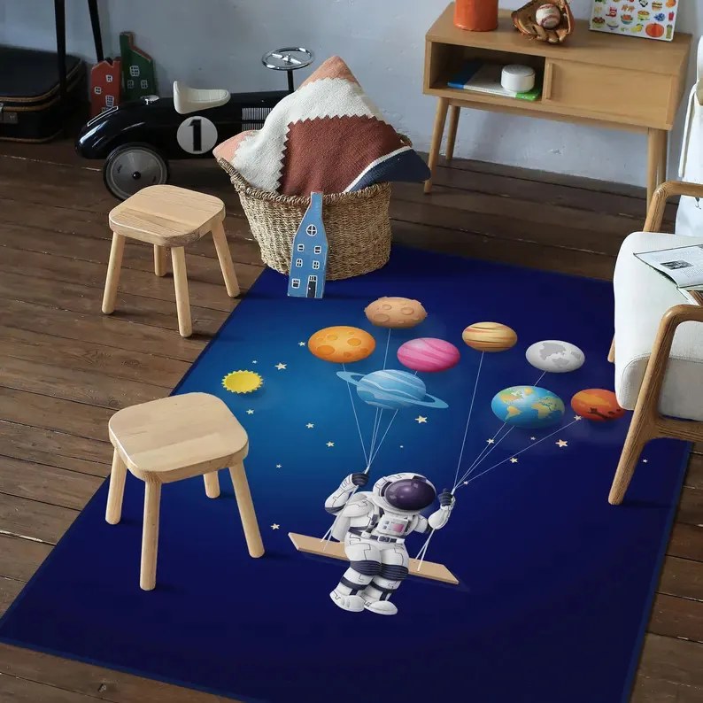 Űrhajós mintás gyerekszőnyeg 70x140 cm