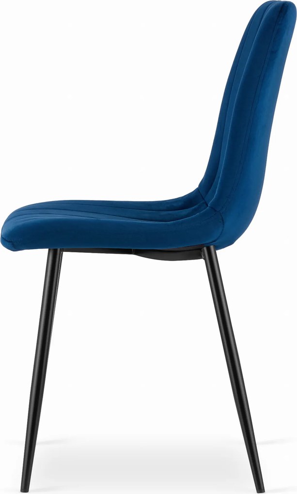 AKCIÓ Kék bársonyszék LAVA fekete lábakkal II. osztály