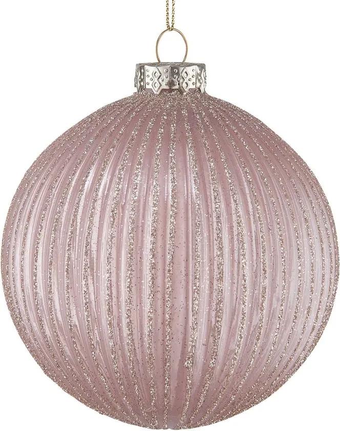 HANG ON üveggömb karácsonyfadísz csillámos rózsaszín, Ø 10cm