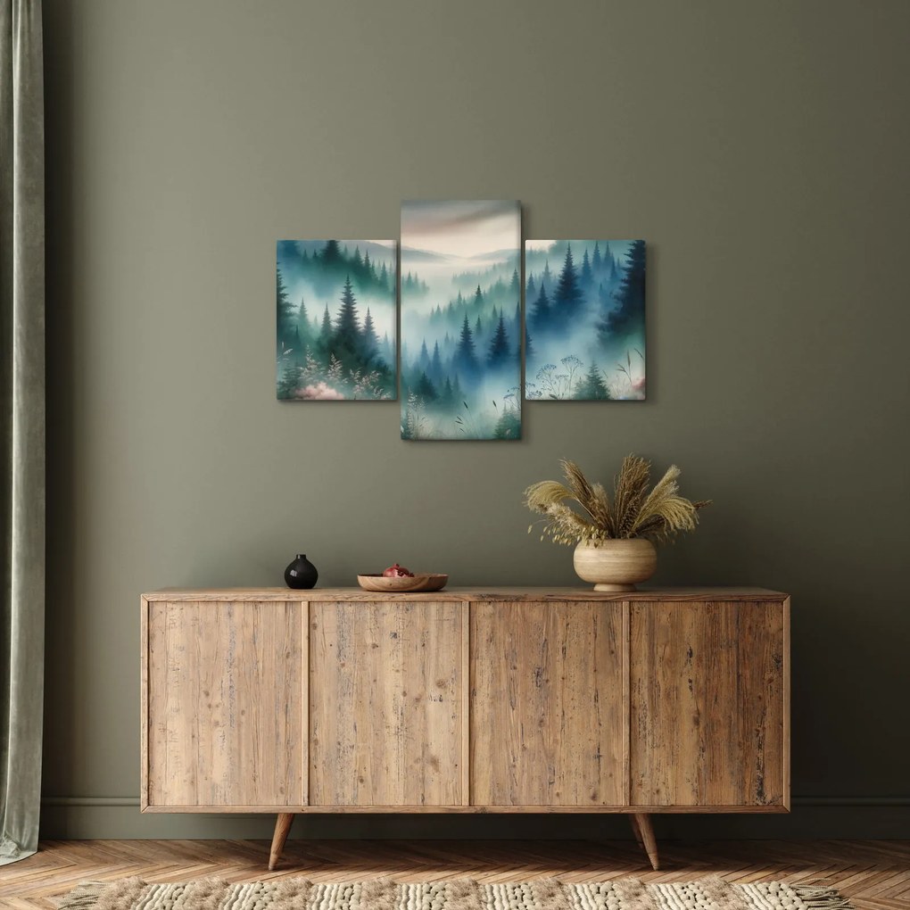 Kép - Erdős táj köddel (90x60 cm)