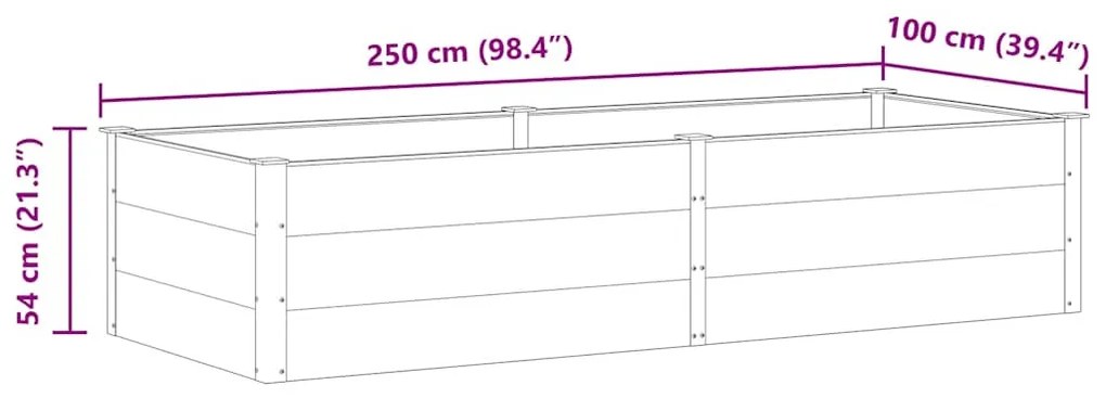 szürke WPC kerti magaságyás 250 x 100 x 54 cm