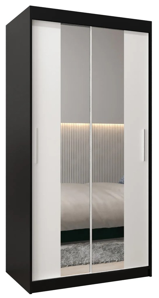 Ruhásszekrény 100 cm Toki 1 (matt fekete + matt fehér). 1064877