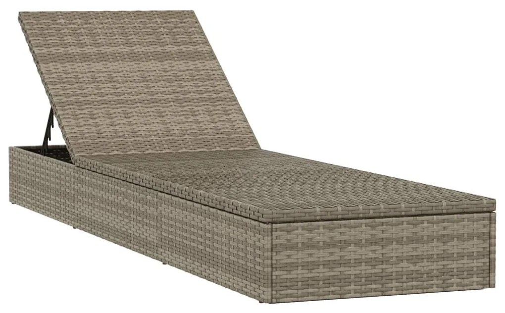 1 db szürke polyrattan napozóágy asztallal