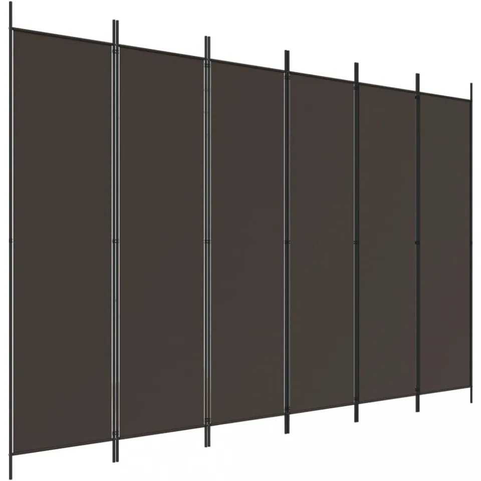 6 paneles barna szövet paraván 300x200 cm