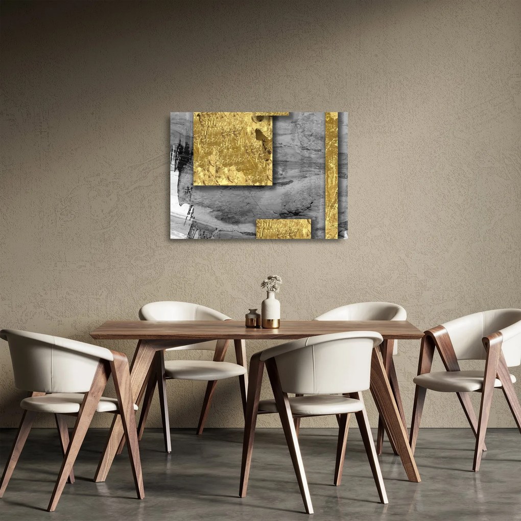 Üveg kép - Arany négyzetek N⁰2 (70x50 cm)