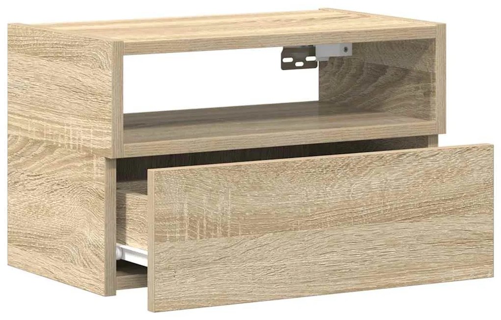 2 db sonoma tölgy falra szerelhető éjjeliszekrény 45x26x28,5 cm