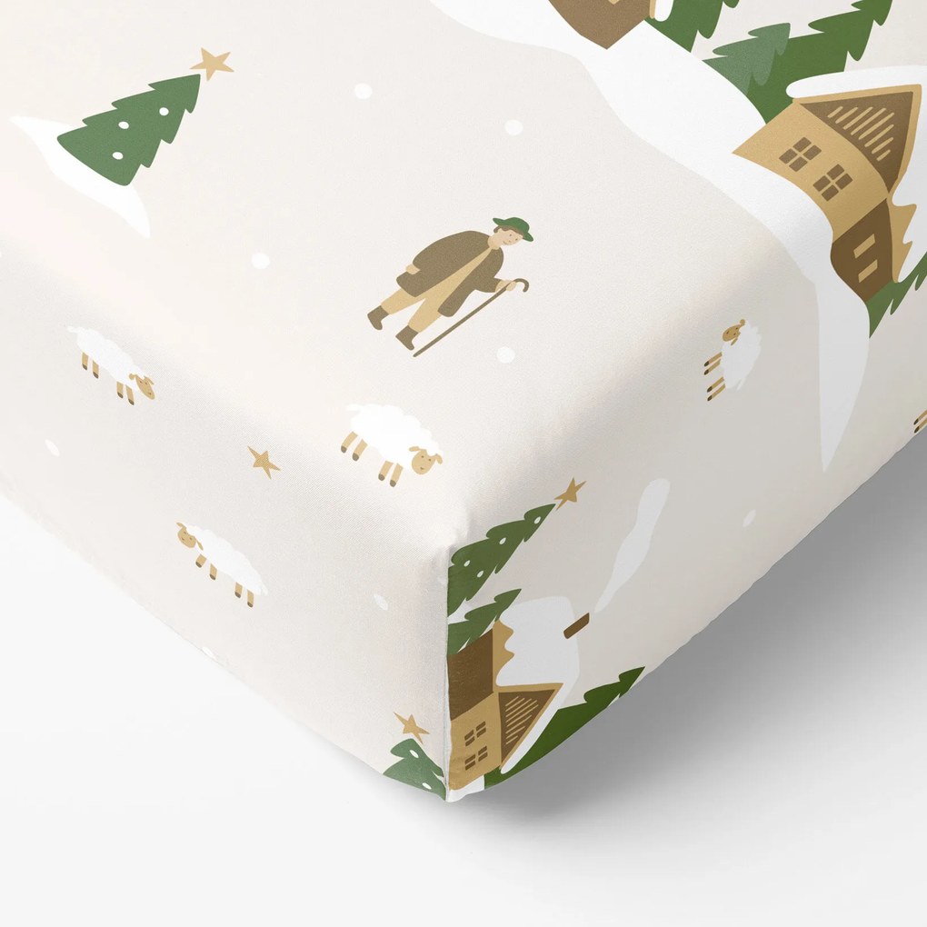 Goldea karácsonyi pamut gumis lepedő - karácsonyi dalok 80 x 160 cm