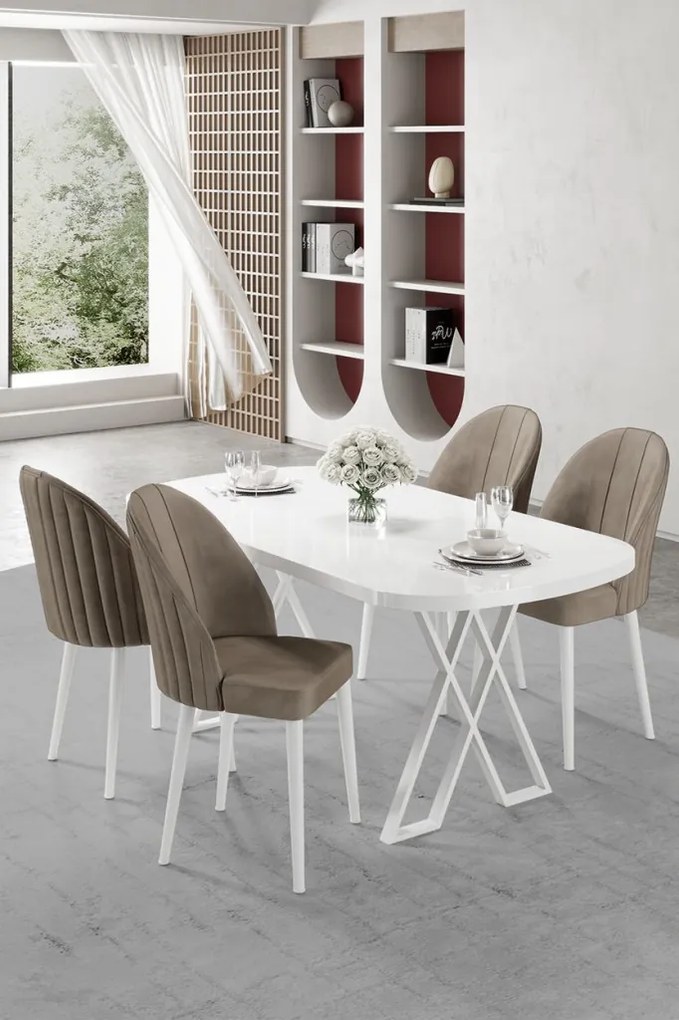 Kaye étkezőgarnitúra, fehér-cappuccino, 168 cm – TR240CHR2812