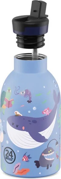 24BOTTLES Kids Clima 330ml rozsdamentes acél termosz szívószálas kupakkal, Ocean Friends