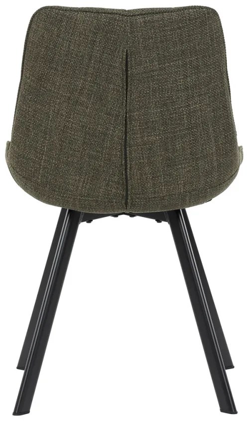 Scaun de dining tapițat cu țesătură verde și picioare metalice. HC-465