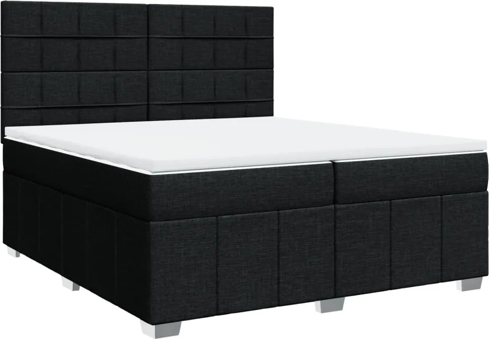 vidaXL fekete szövet rugós ágy matraccal 200 x 200 cm