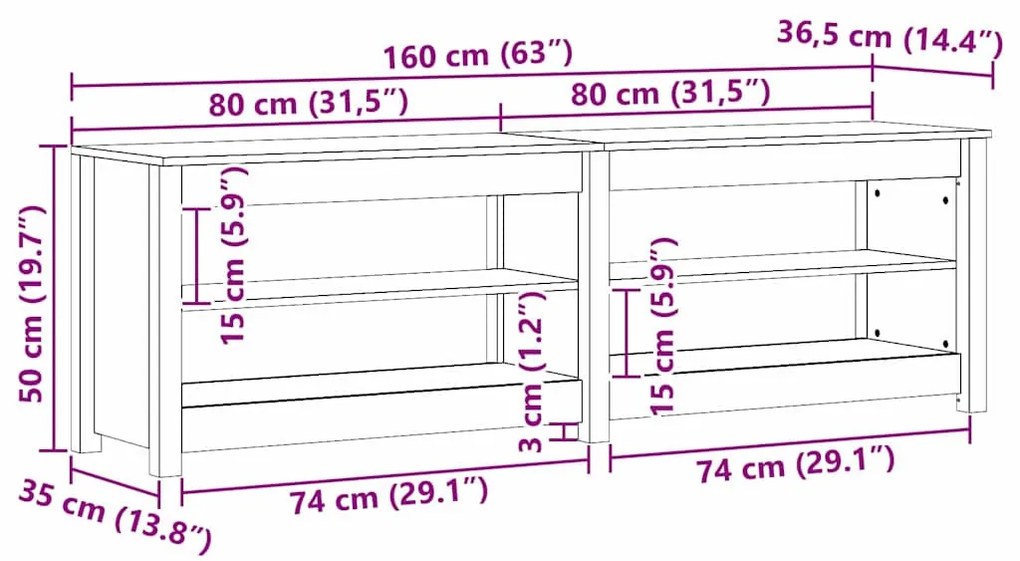 Cipőpad polcokkal Viaszbarna 160 x 36.5 x 50 cm Tömör fenyőfa
