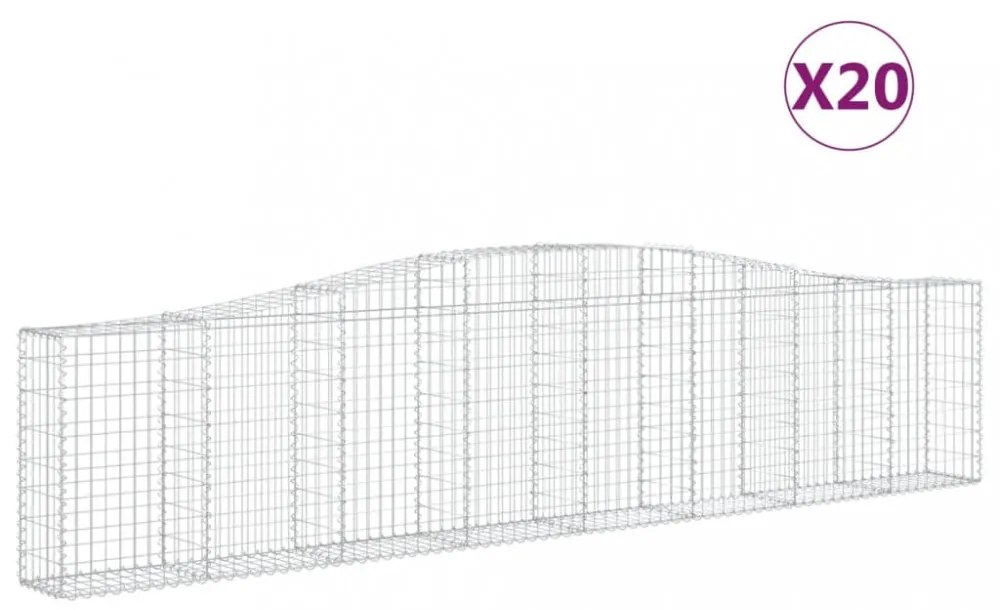 vidaXL 20 db íves horganyzott vas gabion kosár 400x30x80/100 cm