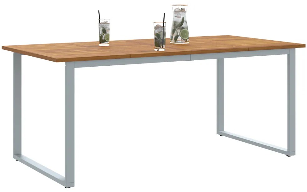 Kültéri Étkezőasztal Szürke 180x90x75 cm Acél&amp;Masszív Akác Fa