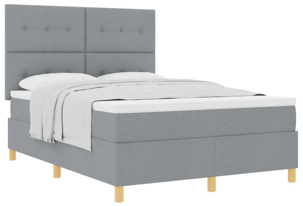Box Spring Ágy Matraccal Világosszürke 140x190 cm Szövet