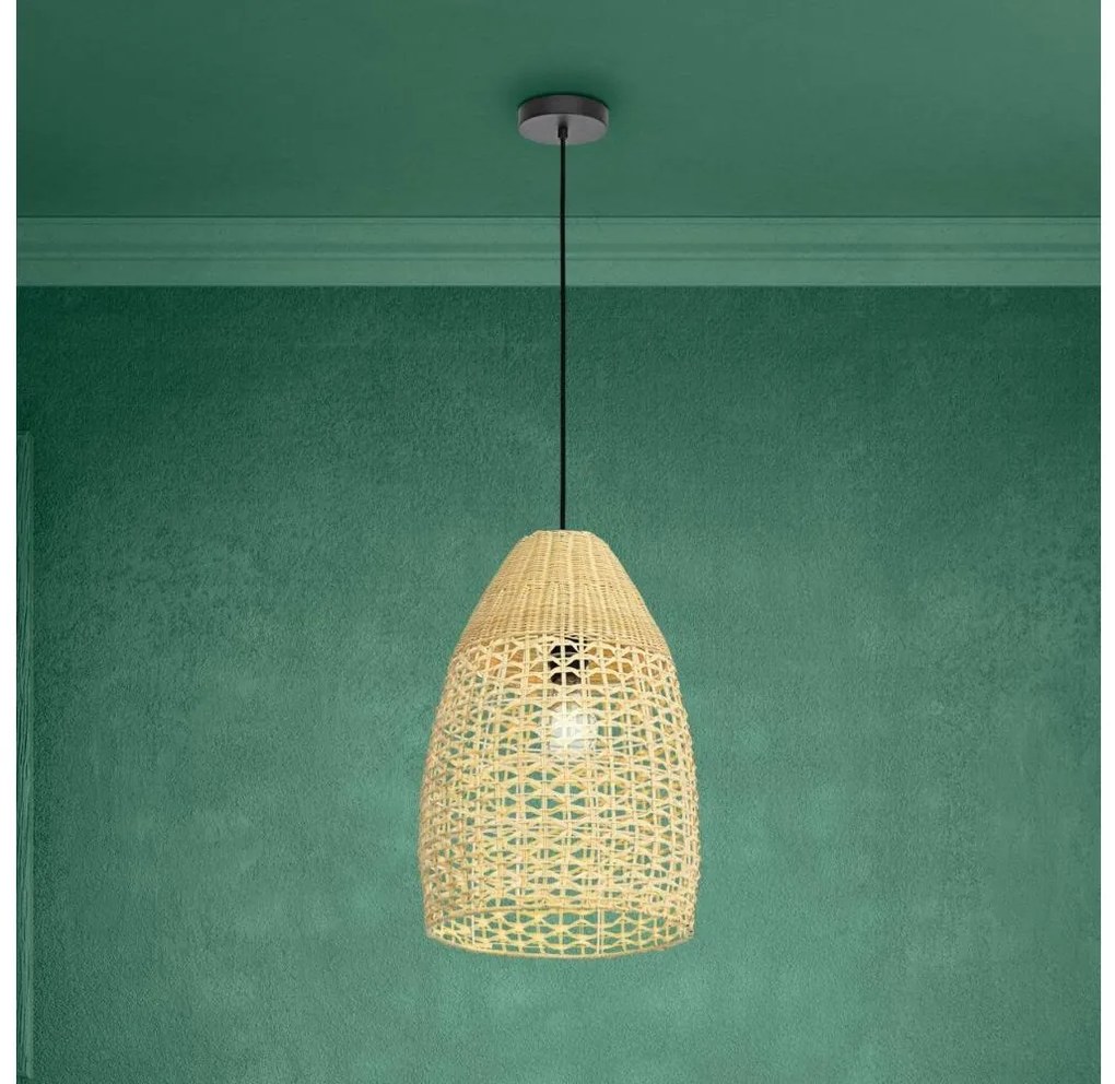 Eglo 390237 - Csillár zsinóron SAMBUCONA 1xE27/40W/230V átm. 35 cm bambusz