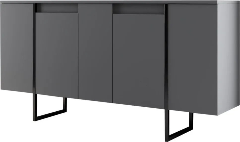 Komód, antracit-fekete, 160 cm