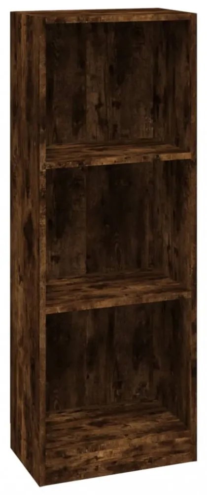 3 szintes füstös tölgy színű fa könyvszekrény 40 x 24 x 109 cm