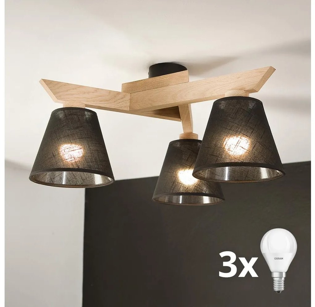 Brilagi - LED Felületre szerelhető csillár ANTHONY 3xE14/40W/230V tölgy/fekete