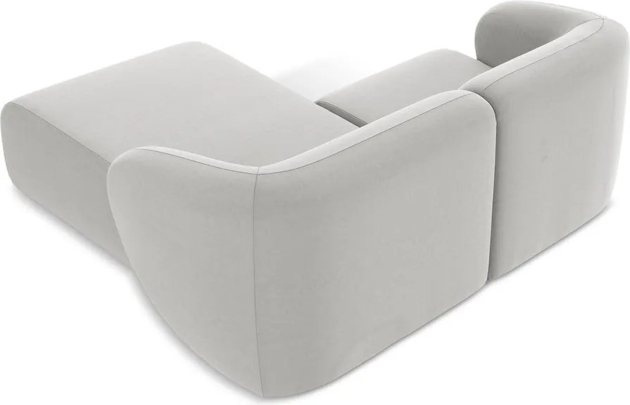 Világosszürke bársony sarokkanapé (jobb oldali-heverő résszel) Lani – Makamii