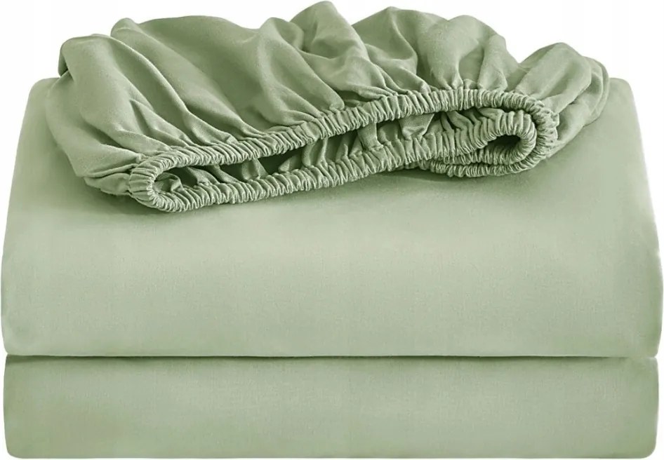 Gumis Lepedő 200x220 cm Pamut Szatén 100% Olíva Kényelmes