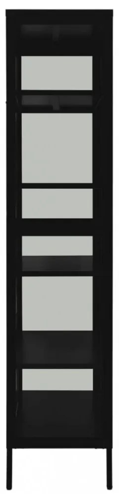 fekete acél és edzett üveg vitrin 90 x 40 x 180 cm
