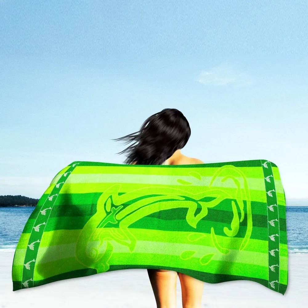 Delfin zöld strandtörölköző