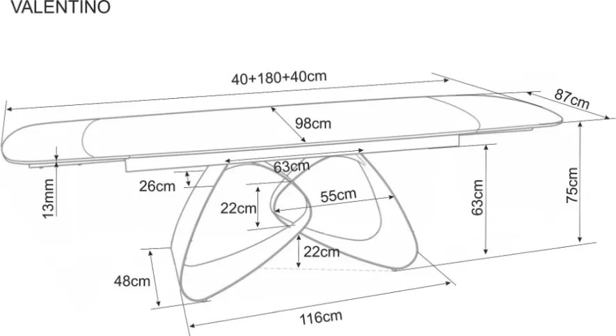 Valentino bővíthető étkezőasztal 180-260cm bézs