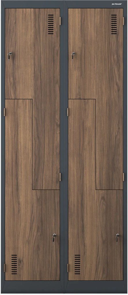 Fémszekrény JULIA, 800 x 1850 x 450 mm, Eco Design: antracit/ diófa színben