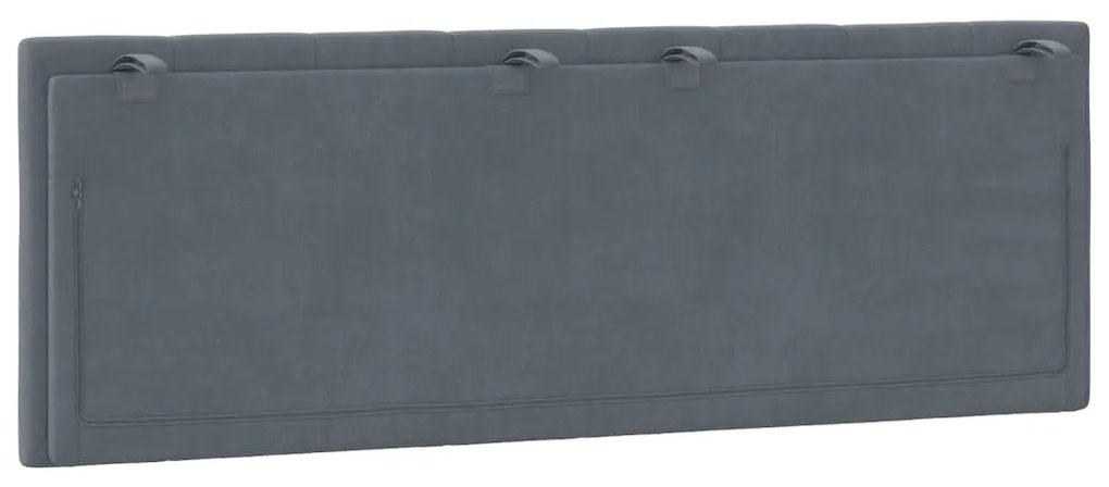 sötétszürke bársony fejtámla párna Hanko 120 cm