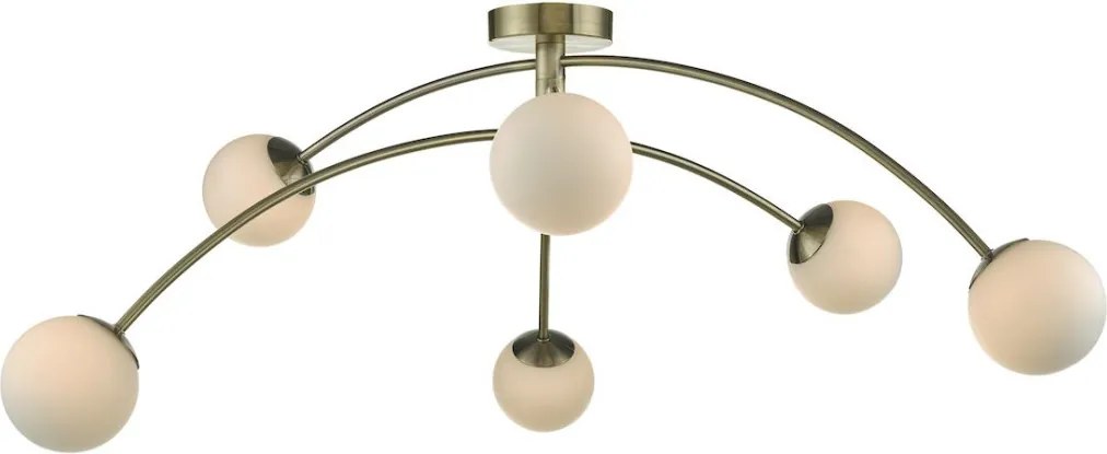 DAR LIGHTING PUG6475 PUGLIA Mennyezeti Csillár Antik Sárgaréz, Opál G9 IP20