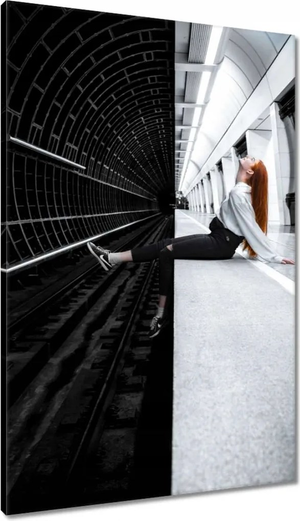 Vászonkép 60x90 Black and white red