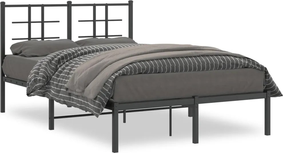vidaXL fekete fém ágykeret fejtámlával 120 x 190 cm