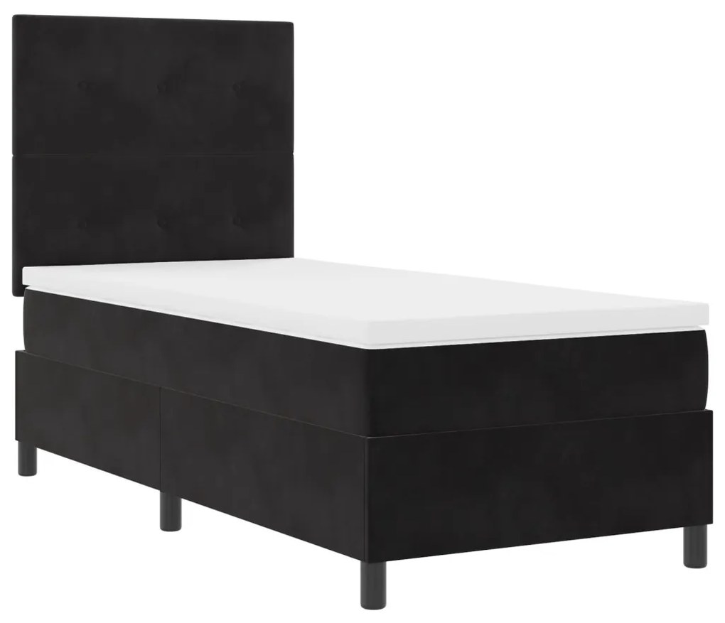 Boxspring Ágy Matraccal Fekete 90x200 cm Bársonyos