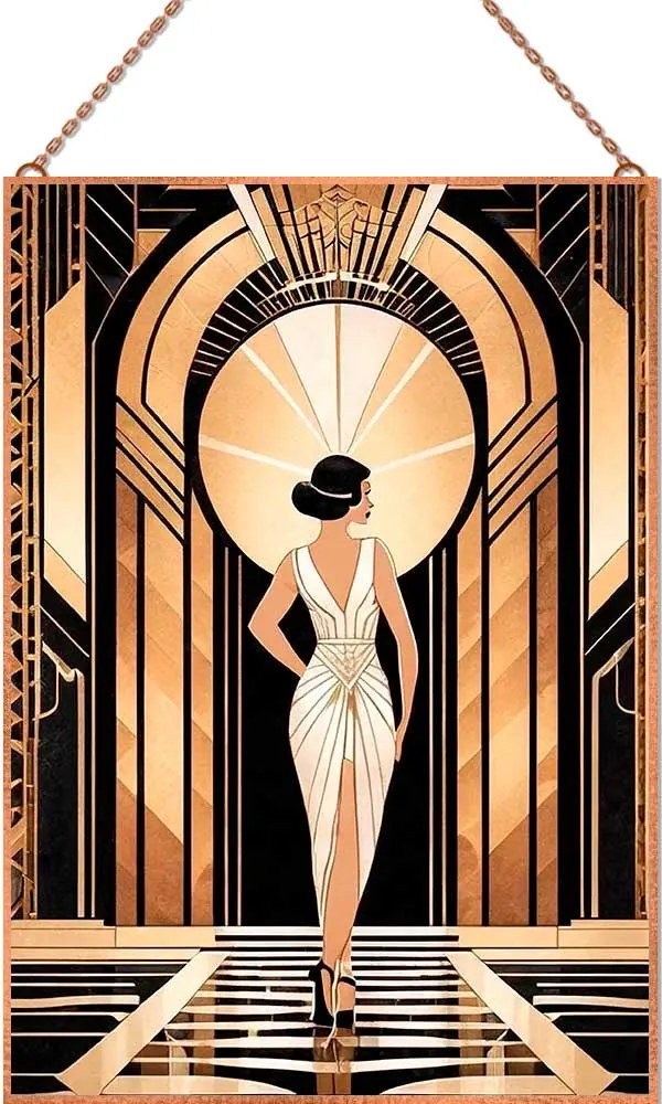 Art Deco lady 6 üvegkép, falikép