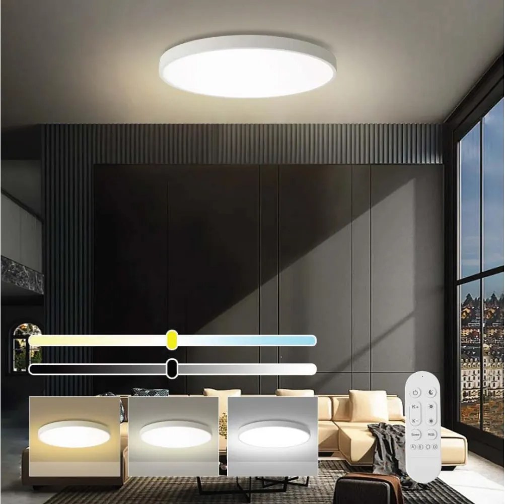 Immax NEO 07315L-LED SEMPLICI dimmelhető mennyezeti lámpa 96 W / 230 V, Ø 80 cm, Wi‑Fi (Tuya), fehér + távirányító