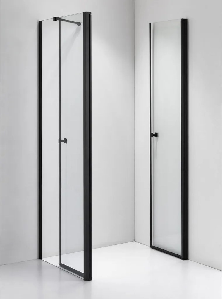 Stuxi Roma Black 80x120 aszimmetrikus kétszárnyú nyílóajtós zuhanykabin 6 mm vízlepergető biztonsági üveggel, matt fekete