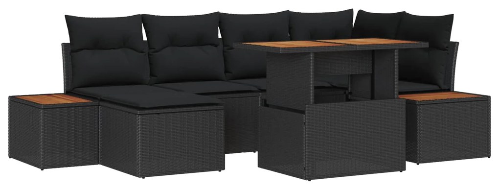 vidaXL Kert étkező szett párnával 7 pcs Fekete és Barna