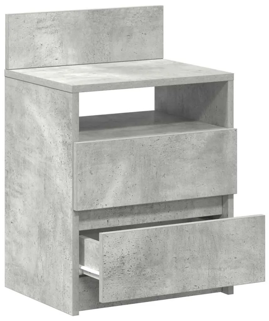 2 db betonszürke éjjeliszekrény 2 fiókkal 40x33x60 cm