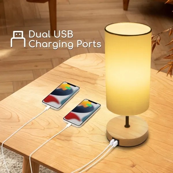 Aigostar - Asztali lámpa USB-porttal 1xE27/40W/230V fekete/krém