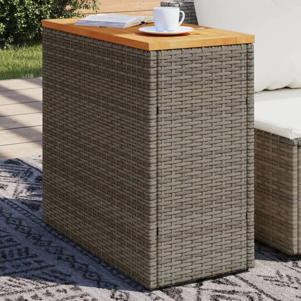 vidaXL szürke polyrattan falapos kerti kisasztal 58 x 27,5 x 55 cm