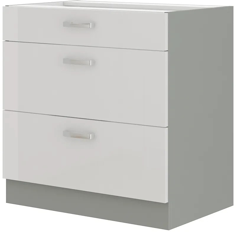 Alsó konyhaszekrény Brunea 80 D 3S BB (szürke + fényes fehér). 1024998