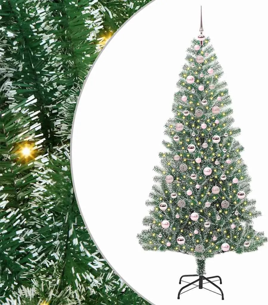 vidaXL Mű karácsonyi fa hóval borítva LED fényekkel 300 LED-del 210 cm